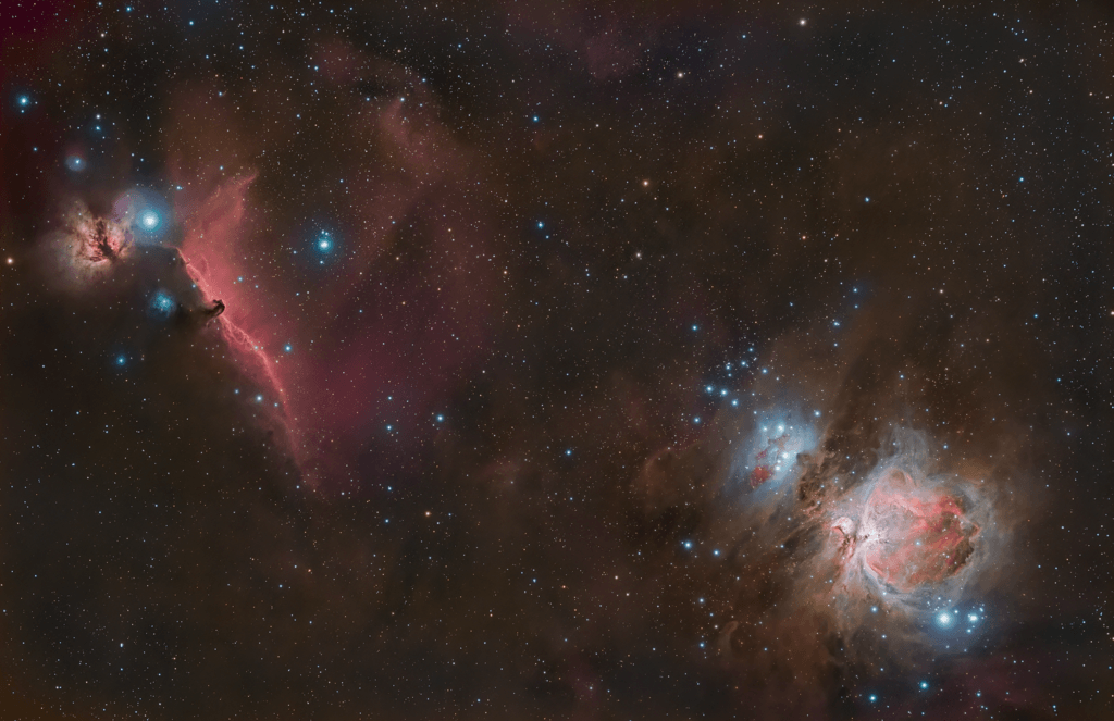 Nebulosa di Orione M42 e Testa di Cavallo IC 434 e Fiamma ZWO ASI 294 MC Pro Recensione Messier 42 La grande nebulosa di Orione