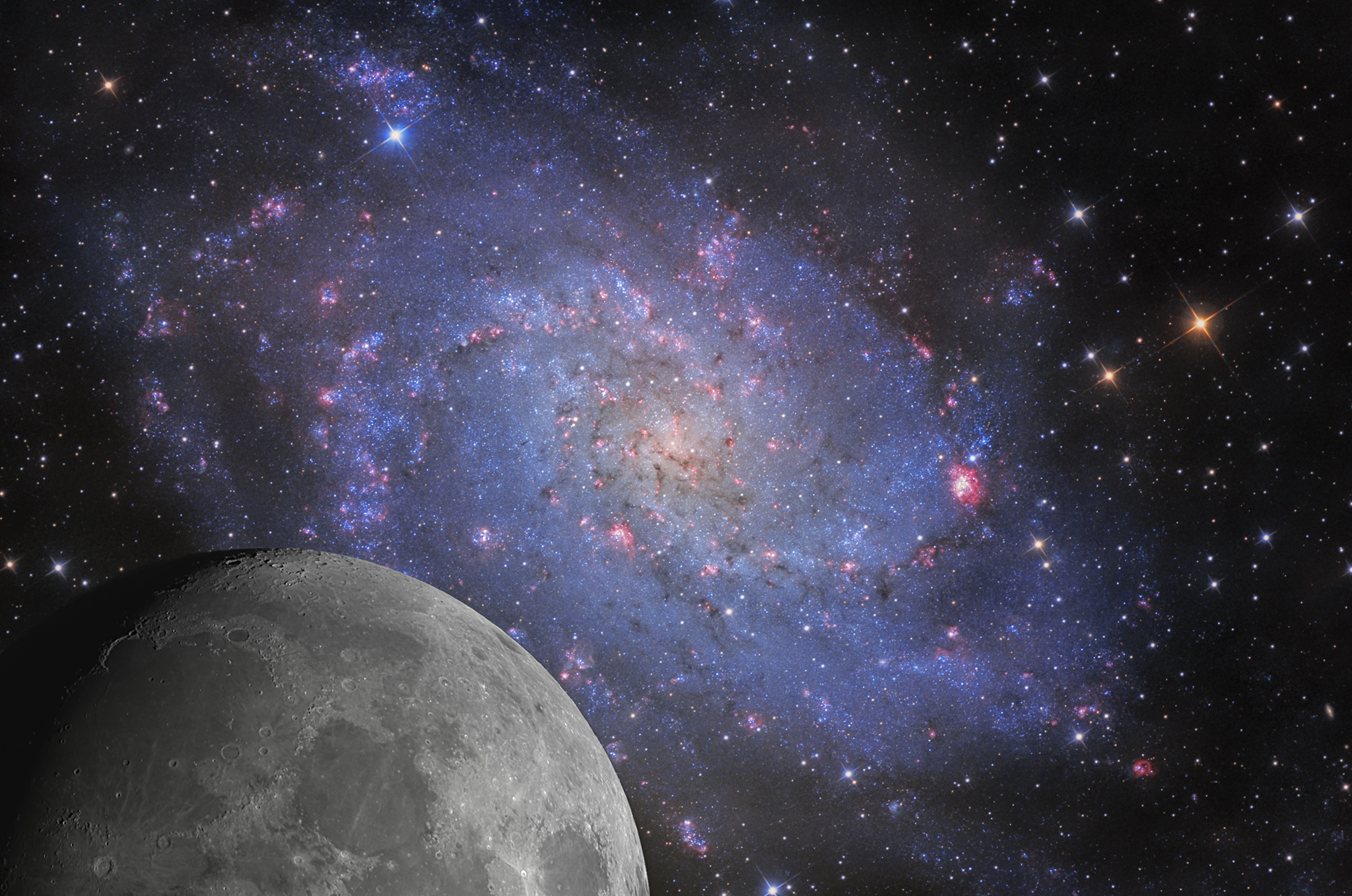 the moon and beyond la luna in scala con nebulose, galassie e oggetti deep sky