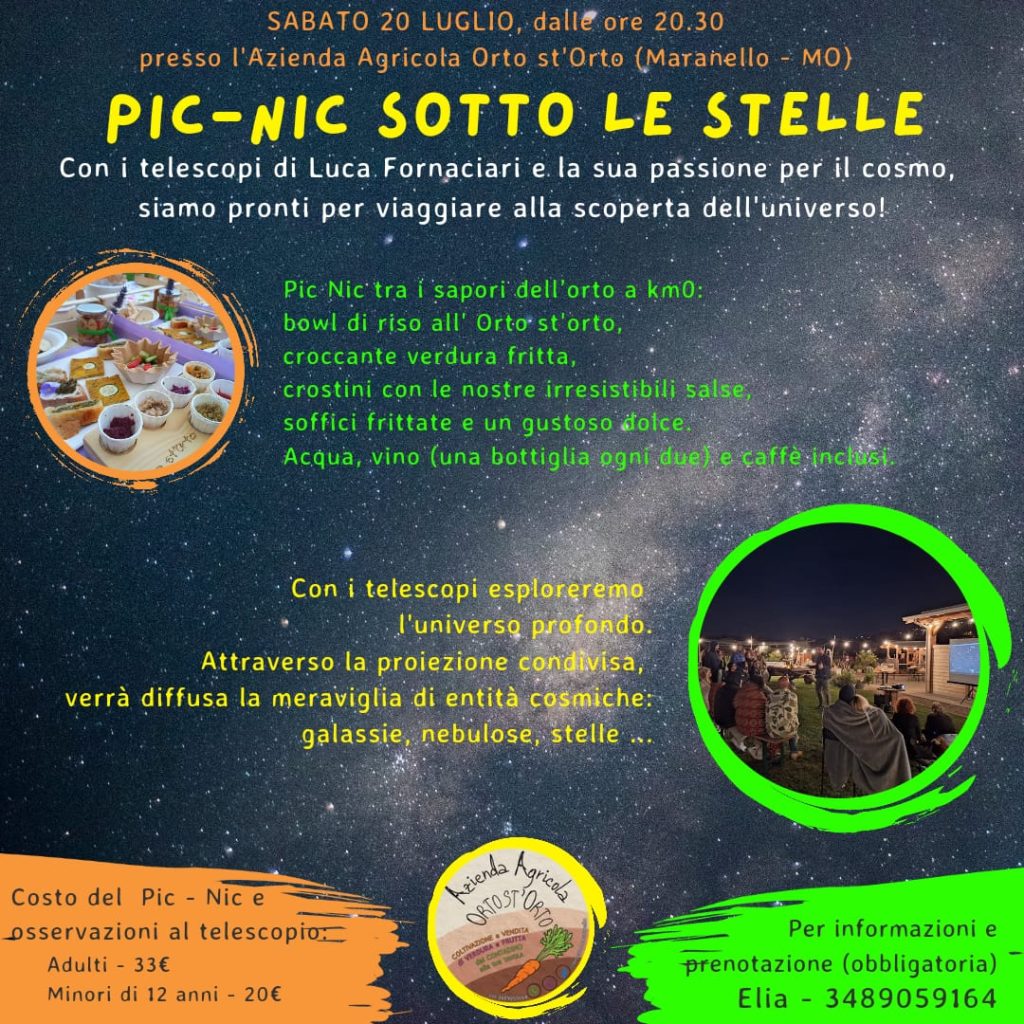 Osservazione del cielo al telescopio all'Orto st'Orto