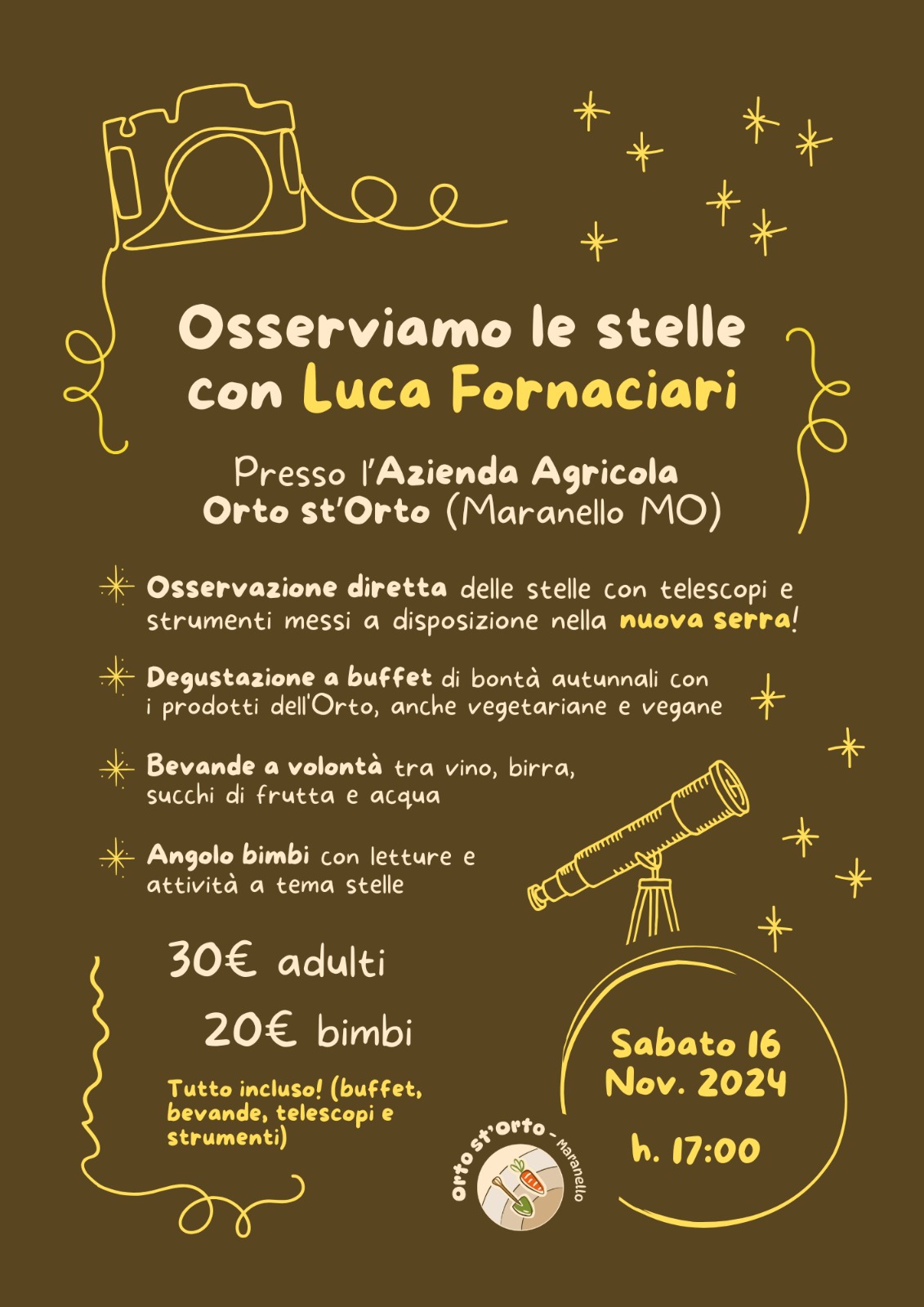 Cibo e stelle all'Orto St'Orto