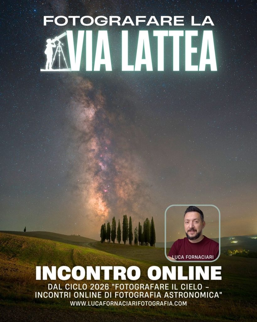 Fotografare la Via Lattea - Lezione Online Fotografare la Via Lattea a ogni livello di difficoltà, una lezione online sulla paesaggistica notturna dal treppiede all'astroinseguitore.