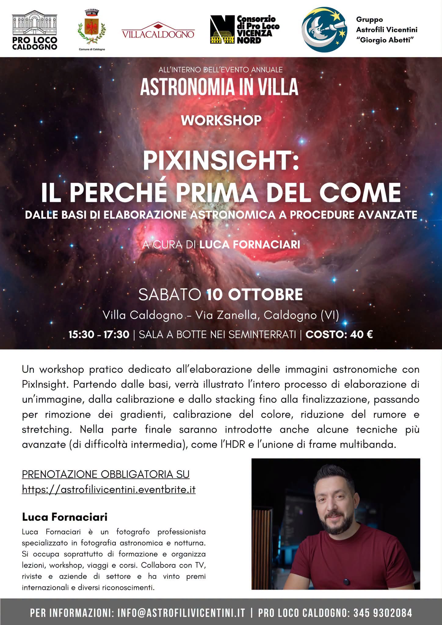 PixInsight: il perché prima del come — Workshop a Villa Caldogno